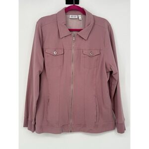 Denim & Co Denim Style Jacket Cotton Stretch Pink QVC Women's Size XL